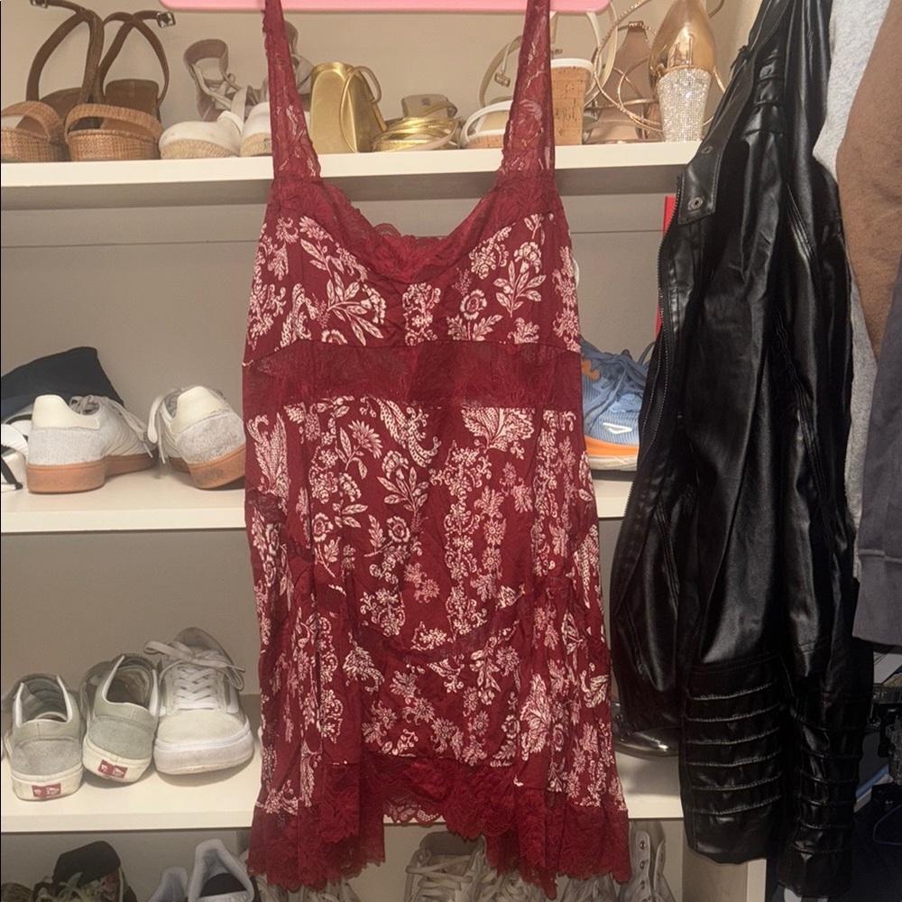 Elegant Lace Chemise in Red free people dress